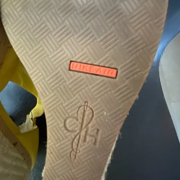 Cole Haan Mustard Yellow Leather Nike Air Wedge Sandals-Size 9.5 - Picture 9 of 10